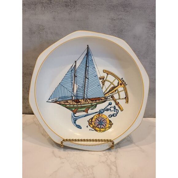 Villeroy & Boch Plate Nautical Sports et Loisirs Porcelain Octagonal 8"x 1.¼" - Picture 1 of 8
